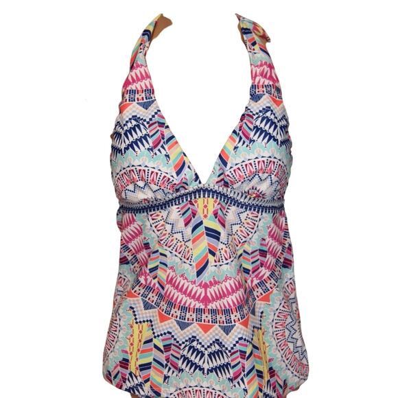 Bar III Swimsuit Bikini Tankini Top Talula Indigo Halter Beach women’s L EUC - Picture 2 of 8